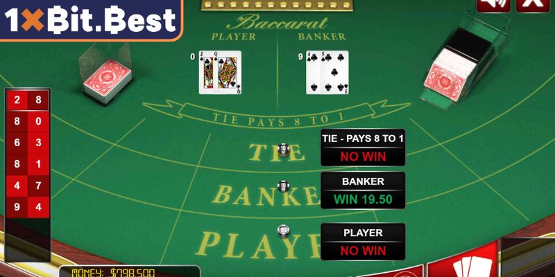 Baccarat 1xbit Online – Trải Nghiệm Đối Đầu Dealer Đẳng Cấp 2 Quy tắc Player rút lá bài thứ ba